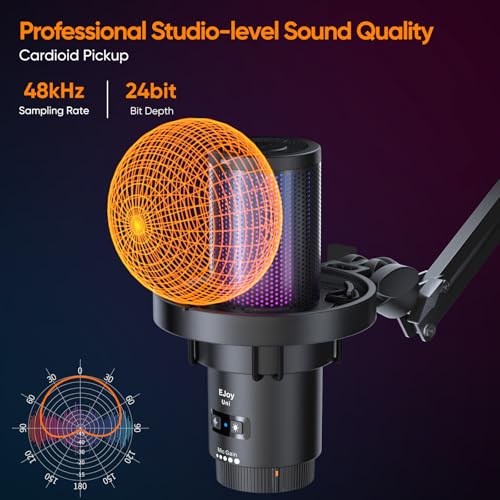 COMICA EJoy Uni USB Condenser Gaming for PC, PS4, PS5, USB C Phone, and Mac, Boom Arm RGB Computer Mic for Twitch, Streaming/Podcasting/YouTube, Noise Cancellation Mic with Mute, Gain, Monitoring - Image 3