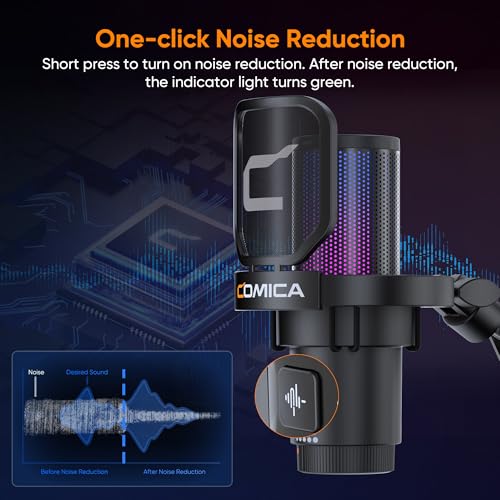 COMICA EJoy Uni USB Condenser Gaming for PC, PS4, PS5, USB C Phone, and Mac, Boom Arm RGB Computer Mic for Twitch, Streaming/Podcasting/YouTube, Noise Cancellation Mic with Mute, Gain, Monitoring - Image 5