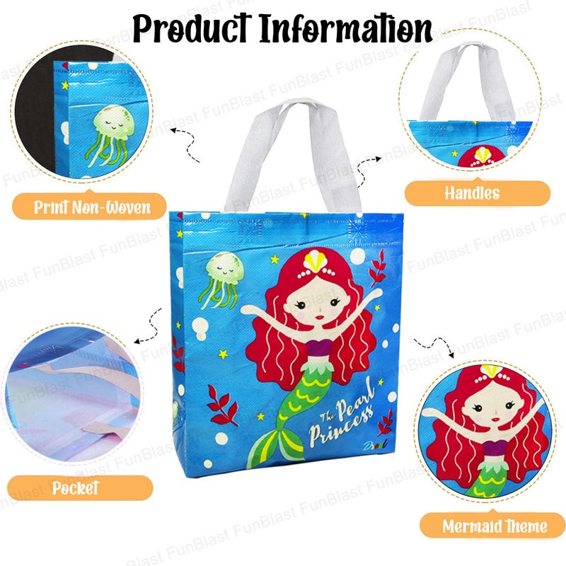 FunBlast Multi-Purpose Reusable Hand Carry Bag - Mermaid Gifting Bags for Return Gifts, Non-Woven Carry Bags, Birthday Gifting Bags for Return Gifts (24) - Image 3