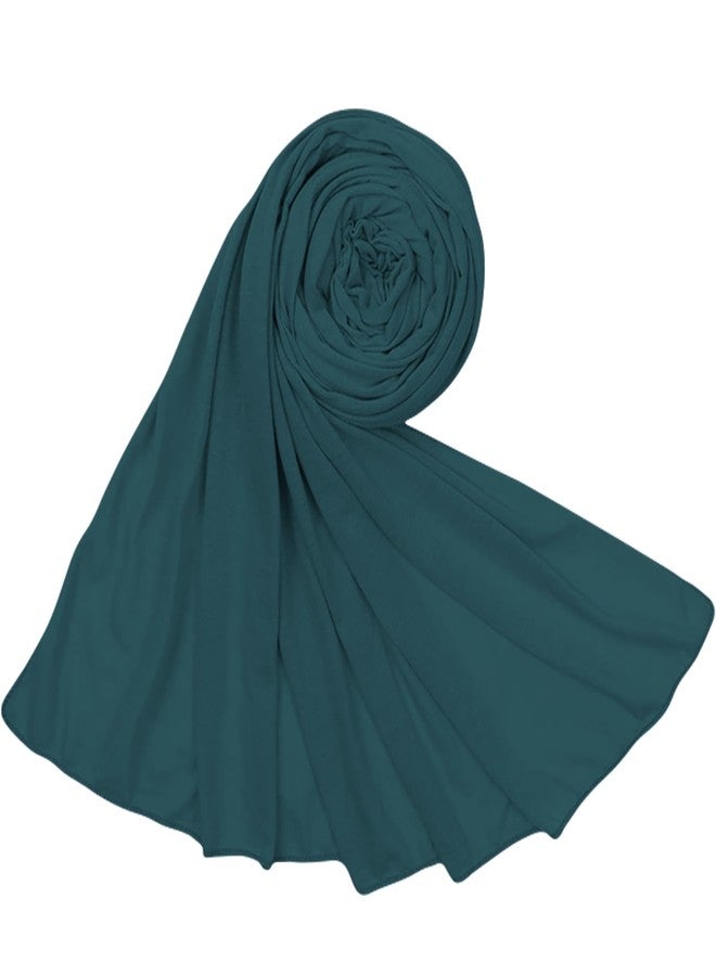 Piewag Hijab Scarf for Women Soft Cotton Muslim Jersey Hijab Head Wrap Scarves Fashion Long Scarf Shawls Malachite Green - Image 1