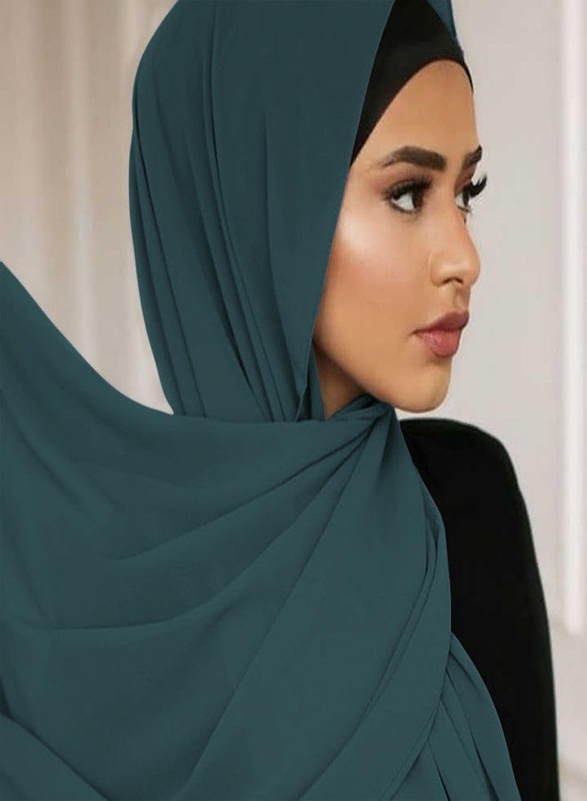 Piewag Hijab Scarf for Women Soft Cotton Muslim Jersey Hijab Head Wrap Scarves Fashion Long Scarf Shawls Malachite Green - Image 3