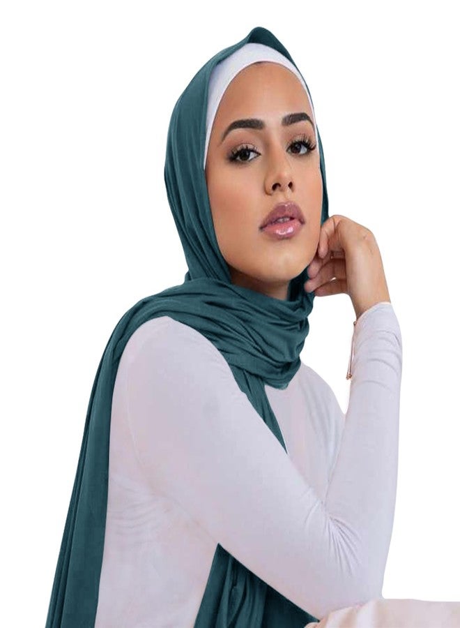 Piewag Hijab Scarf for Women Soft Cotton Muslim Jersey Hijab Head Wrap Scarves Fashion Long Scarf Shawls Malachite Green - Image 2