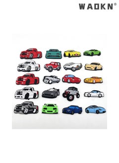 WAOKN 23 PCS Cars Shoe Decoration Charms for Clogs Shoe/Sandals Bracelet Wristband Slippers Set of Car Collection Shoes Floral Shoe Buckles Race Car Accessories Charms for Adult Men Boys  - Image 2