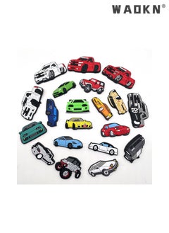 WAOKN 23 PCS Cars Shoe Decoration Charms for Clogs Shoe/Sandals Bracelet Wristband Slippers Set of Car Collection Shoes Floral Shoe Buckles Race Car Accessories Charms for Adult Men Boys  - Image 3