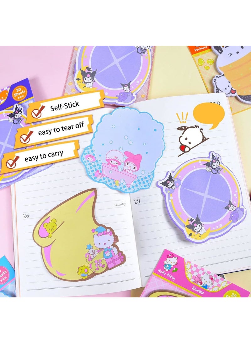 Cobest Sticky Note Set for Office and School Use 6 Pack Self-Stick Note Pads with Cartoon Animal Designs Removable Adhesive Memo Pads for Planners and Calendars 180 Sheets Total Writing Supplies - Image 2