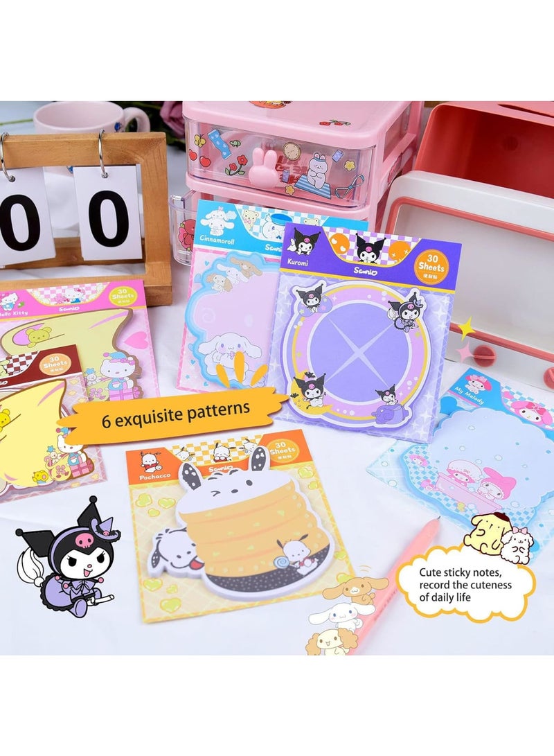 Cobest Sticky Note Set for Office and School Use 6 Pack Self-Stick Note Pads with Cartoon Animal Designs Removable Adhesive Memo Pads for Planners and Calendars 180 Sheets Total Writing Supplies - Image 3