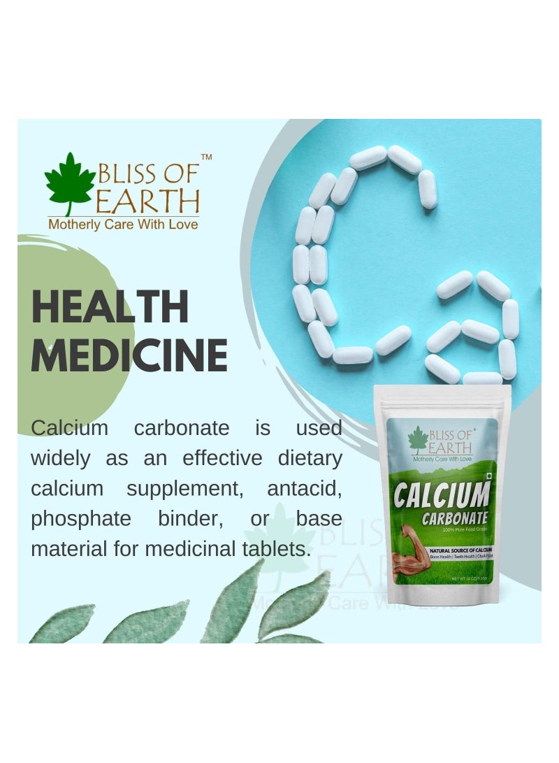 Bliss of Earth Calcium Carbonate Powder Food Grade For Strong Bones & Teeth Natural Antacid 453GM Pack of 2 - Image 4