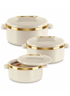 Milton 3 Piece Stainless Steel Inner Food Container Set (1000ml, 1500ml, 2500ml) Beige/Gold  - Image 1