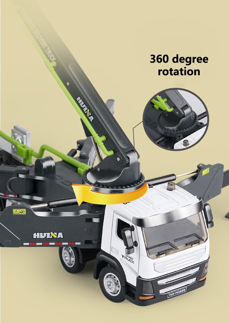 Gemini&Genius Concrete Pump Truck Toy for Kids and Todders Alloy 1-50 Die-cast Heavy Duty Wheeled Concrete Pumper Construction Vehicle Toys Collectible for Kids and Decoration for House - Image 3
