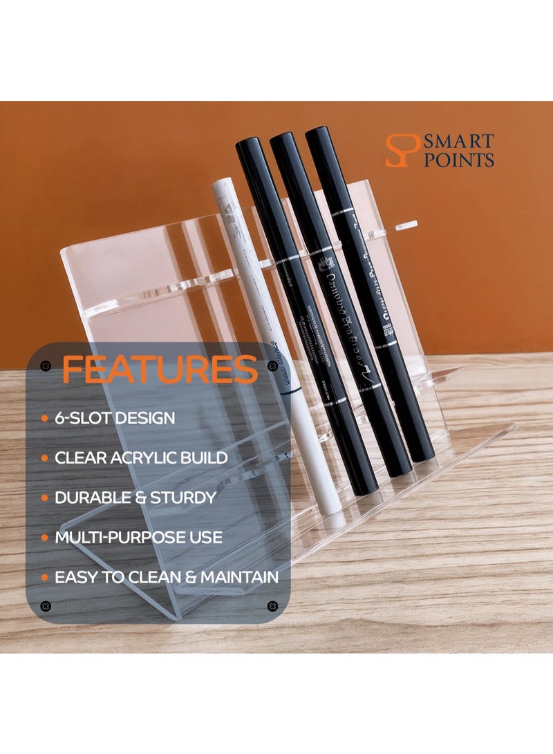 "سمارت بوينتس  " حامل أقلام أكريليك شفاف 6 فتحات من سمارت بوينتس لتنظيم المكتب - Image 5