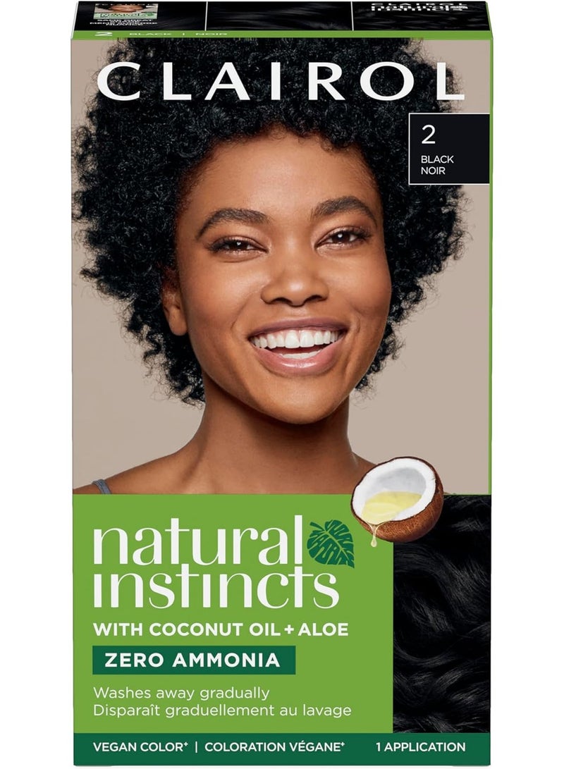 CLAIROL لون شعر كريمي دائم نصف طبيعي، 2 أسود نوار، 1 تطبيق - Image 1
