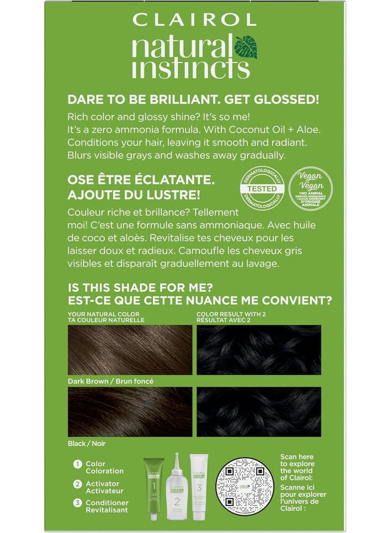 CLAIROL لون شعر كريمي دائم نصف طبيعي، 2 أسود نوار، 1 تطبيق - Image 5