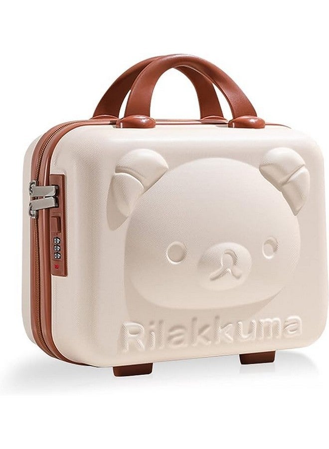 IMUU Cartoon Sturdy Vanity Cases Compact and Waterproof Travel Cosmetic Case, Zipper Cosmetic Bag, Portable Hand Luggage Cosmetic case with Clip-on Password Travel Case for Women, Girls (Cream) - Image 1