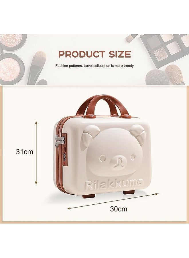 IMUU Cartoon Sturdy Vanity Cases Compact and Waterproof Travel Cosmetic Case, Zipper Cosmetic Bag, Portable Hand Luggage Cosmetic case with Clip-on Password Travel Case for Women, Girls (Cream) - Image 2