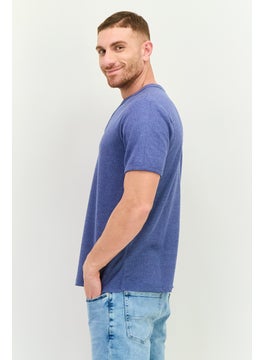 Swiss Alps Men Henley Neck Short Sleeve Textured T-Shirt, Slate Blue  - Image 2