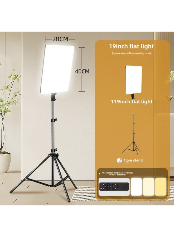 Live Fill Light Photography LED Anchor Beauty Professional High Soft Light Large Square Fill Light Three-color Adjustable-Specifications:19inch  + Floor Stand  - Image 1