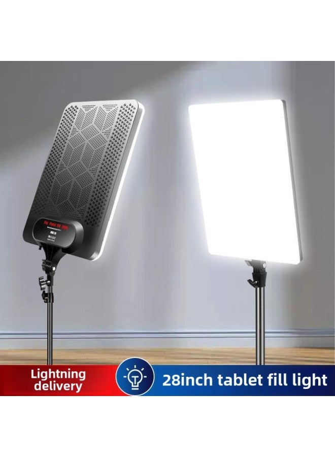 Live Fill Light Photography LED Anchor Beauty Professional High Soft Light Large Square Fill Light Three-color Adjustable-Specifications:19inch  + Floor Stand  - Image 2