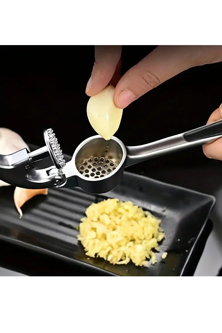 Heavy-Duty Manual Garlic Press – Alloy Steel Garlic Crusher & Mincer with Ergonomic Handle, Non-Slip Base – Sleek Metallic Finish, Easy to Clean – Ideal for Garlic, Ginger & Herbs  - Image 2