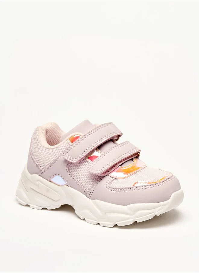 JUNIORS Panelled Sneakers with Hook and Loop Closure