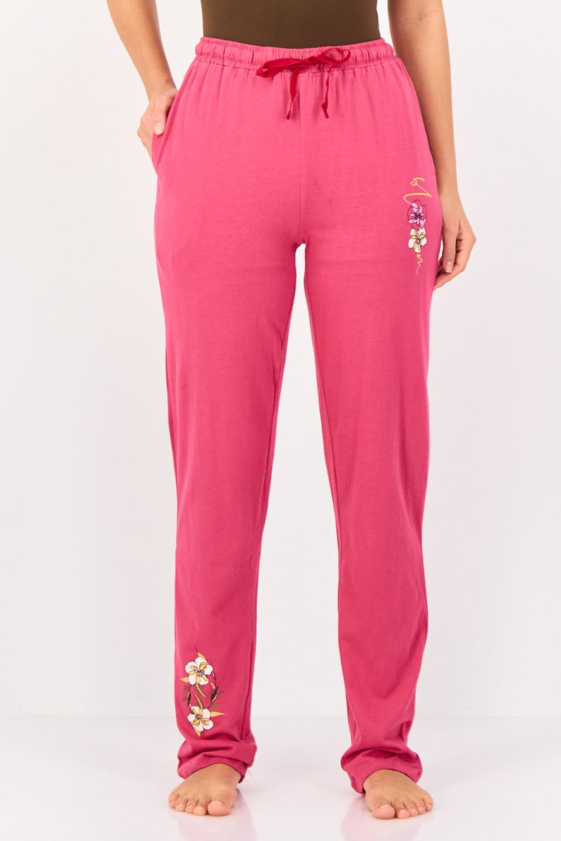 zivame سروال نوم بسحب للنساء بطباعة جرافيك، وردي - Image 1