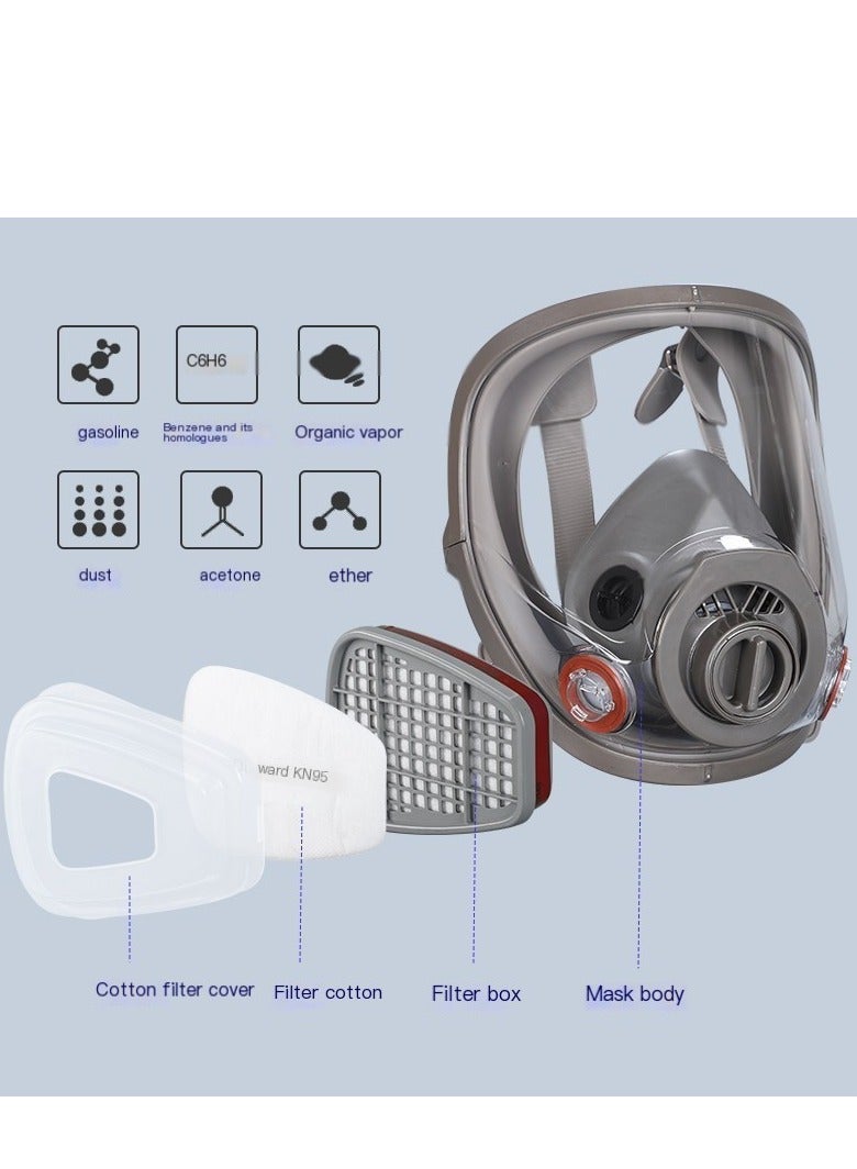 قناع غاز وجه كامل KN95 مع فلترين و10 وسادات قطنية للرسم والطحن الصناعي - Image 4