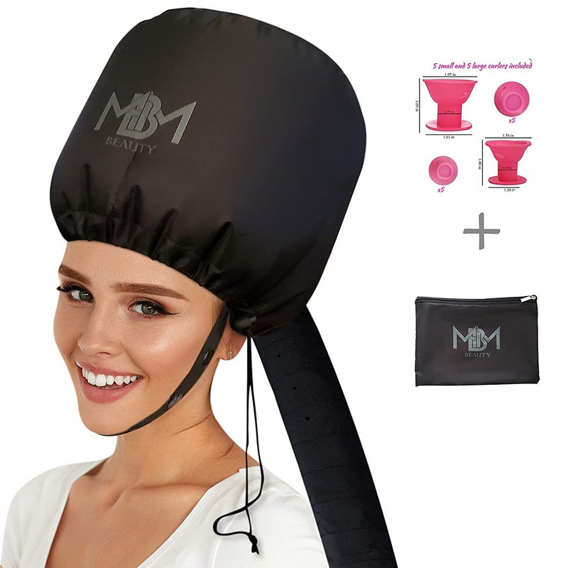 Bonnet Hair Dryer AttachmentW 10 Silicone Hair CurlersExtra Large Adjustable Soft Hooded Hair Dryer Bonnet With Extra Long Hose For DryingStylingCurlingDeep Conditioning Fits All HeadHair Sizes