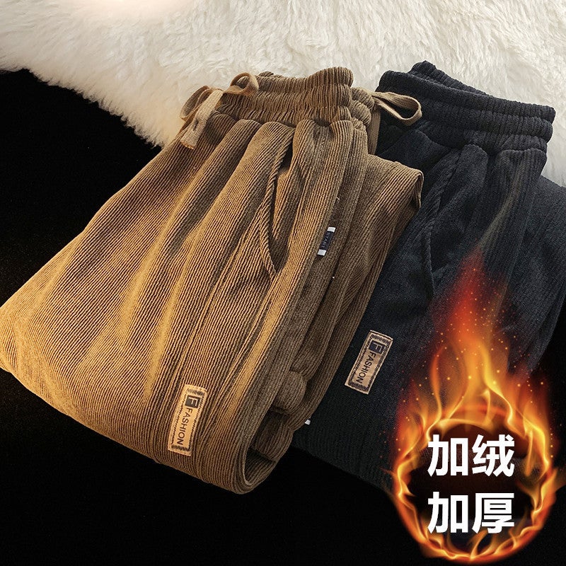 American Style Fleece-Lined Sports Pants Boys Loose Straight Casual All-Match Pants Wide Leg Pants - Image 2