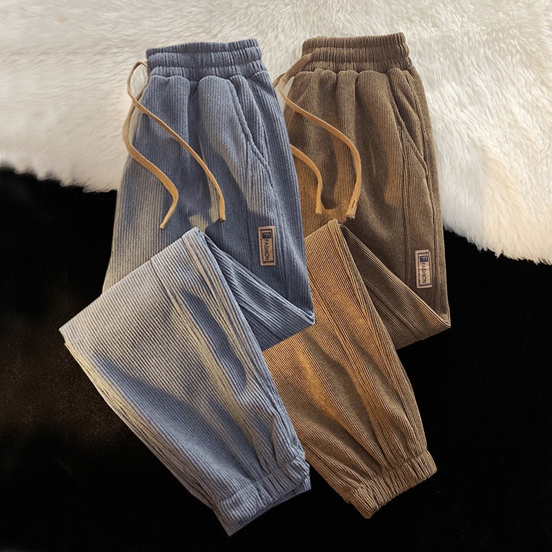 American Style Fleece-Lined Sports Pants Boys Loose Straight Casual All-Match Pants Wide Leg Pants - Image 4