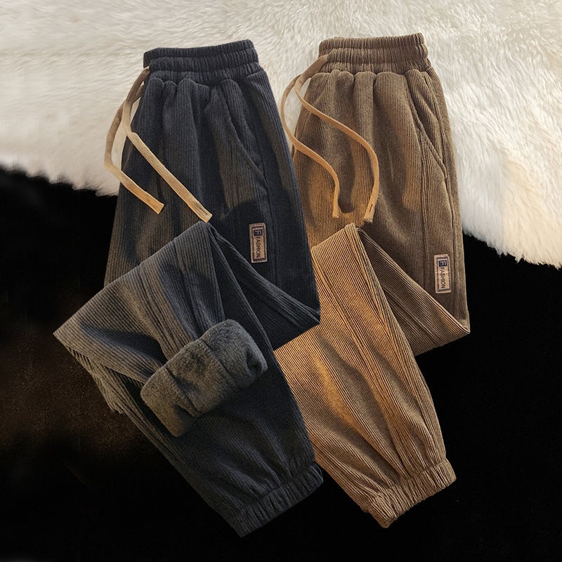 American Style Fleece-Lined Sports Pants Boys Loose Straight Casual All-Match Pants Wide Leg Pants - Image 3