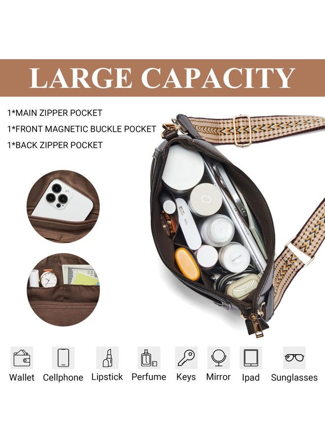 Mroede Crossbody Bags for Women Crossbody Purse for Women Vegan Leather Hobo Purses Shoulder Handbags for Daily Travel Work, Coffee - Image 4