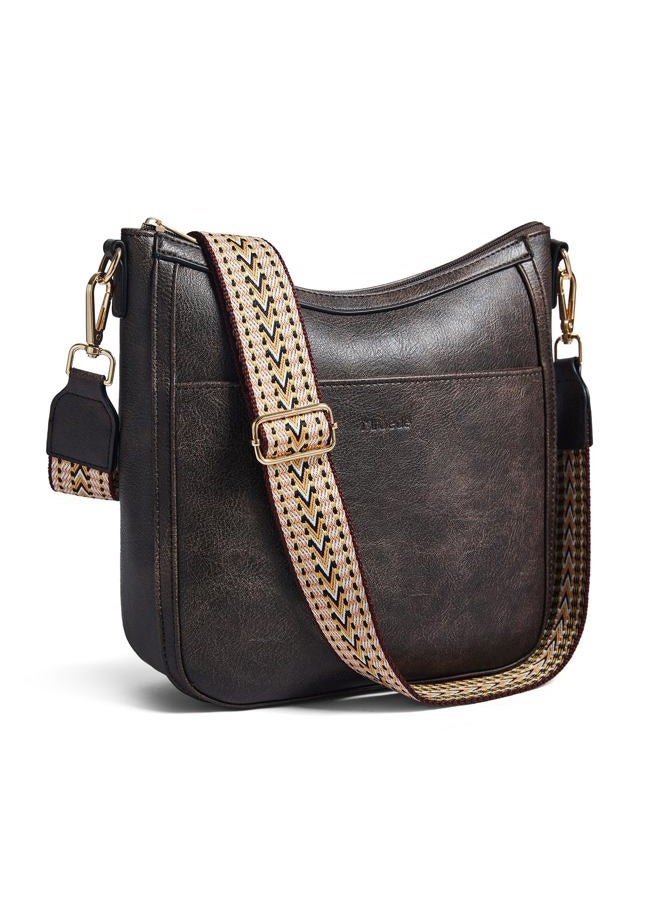 Mroede Crossbody Bags for Women Crossbody Purse for Women Vegan Leather Hobo Purses Shoulder Handbags for Daily Travel Work, Coffee - Image 1