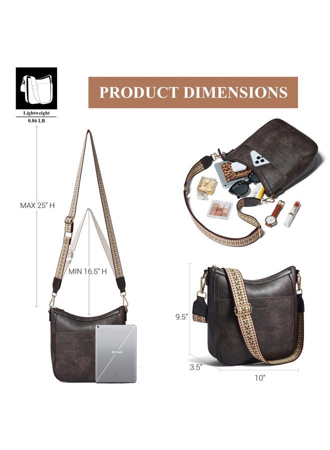 Mroede Crossbody Bags for Women Crossbody Purse for Women Vegan Leather Hobo Purses Shoulder Handbags for Daily Travel Work, Coffee - Image 3