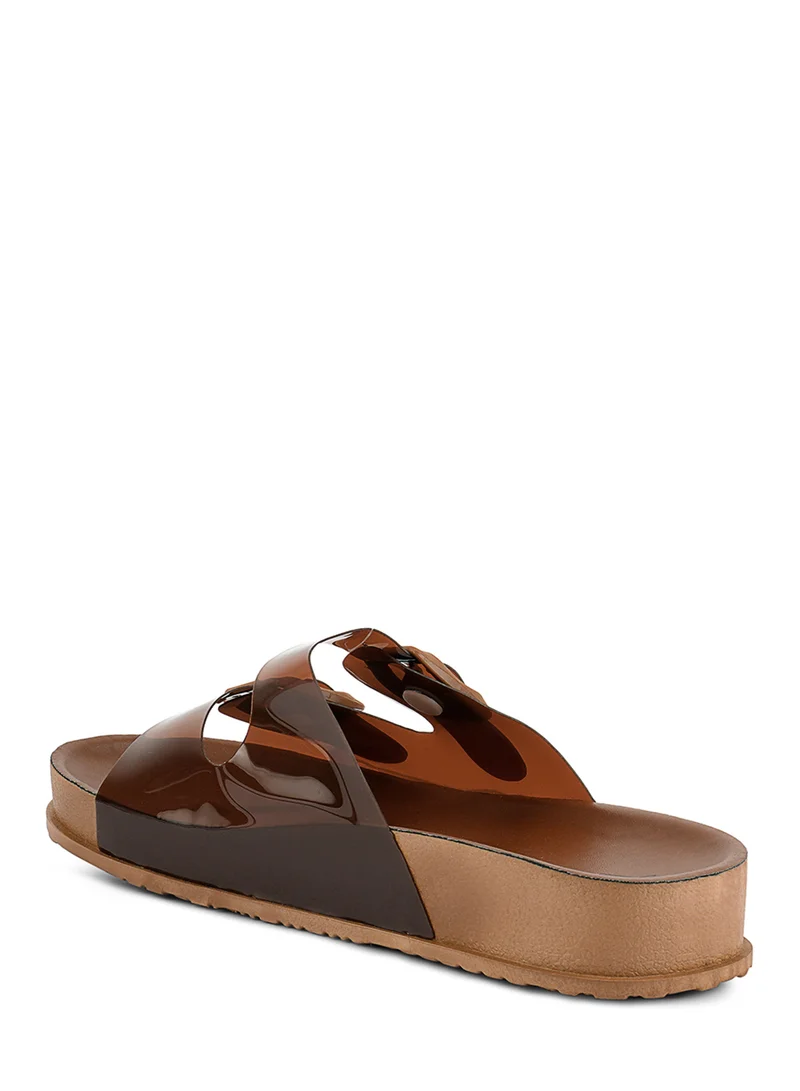 London Rag Mocca Platform Buckled Slide Sandals