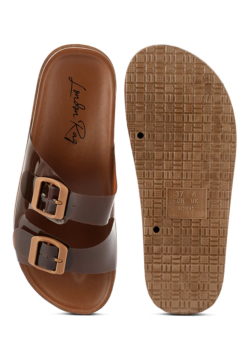 London Rag Mocca Platform Buckled Slide Sandals