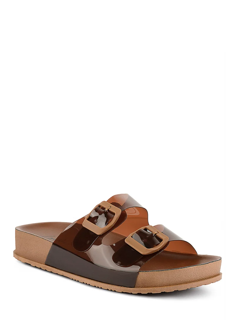 London Rag Mocca Platform Buckled Slide Sandals