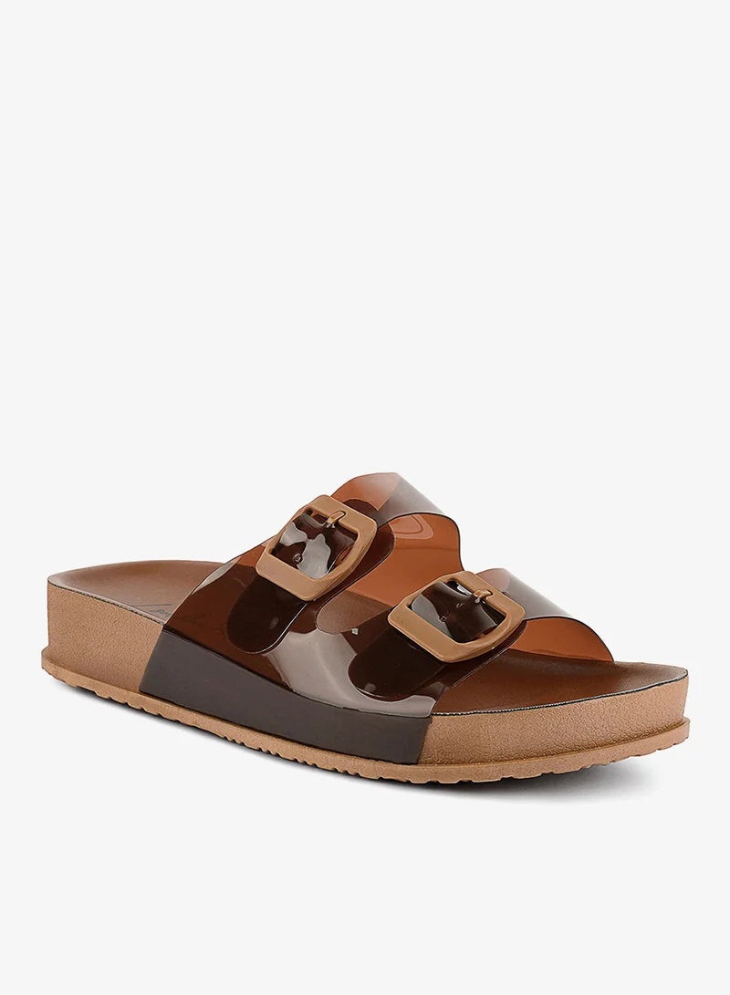 Mocca Platform Buckled Slide Sandals