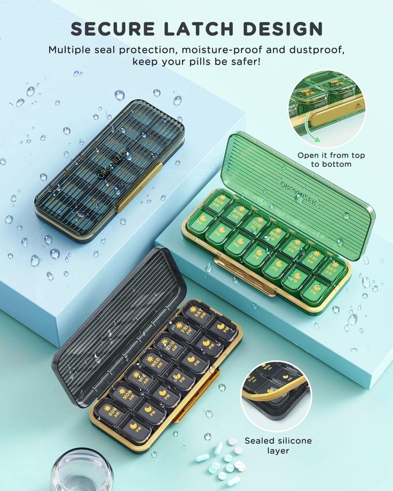 Acedada Am Pm Pill Organizer, Weekly Pill Box 2 Times A Day - Acedada 7 Day Pill Organizer with 7 Separate Containers, Portable Daily Medicine Dispenser Case for Vitamin, Fish Oils, Supplements, Stylish Blue - Image 4