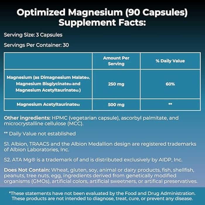 MYOXCIENCE Optimized Magnesium Glycinate + Magnesium Taurate (as ATAmag®) for High Brain Bioavailability to Support Stress Relief and Sleep | 30 Servings - Image 2