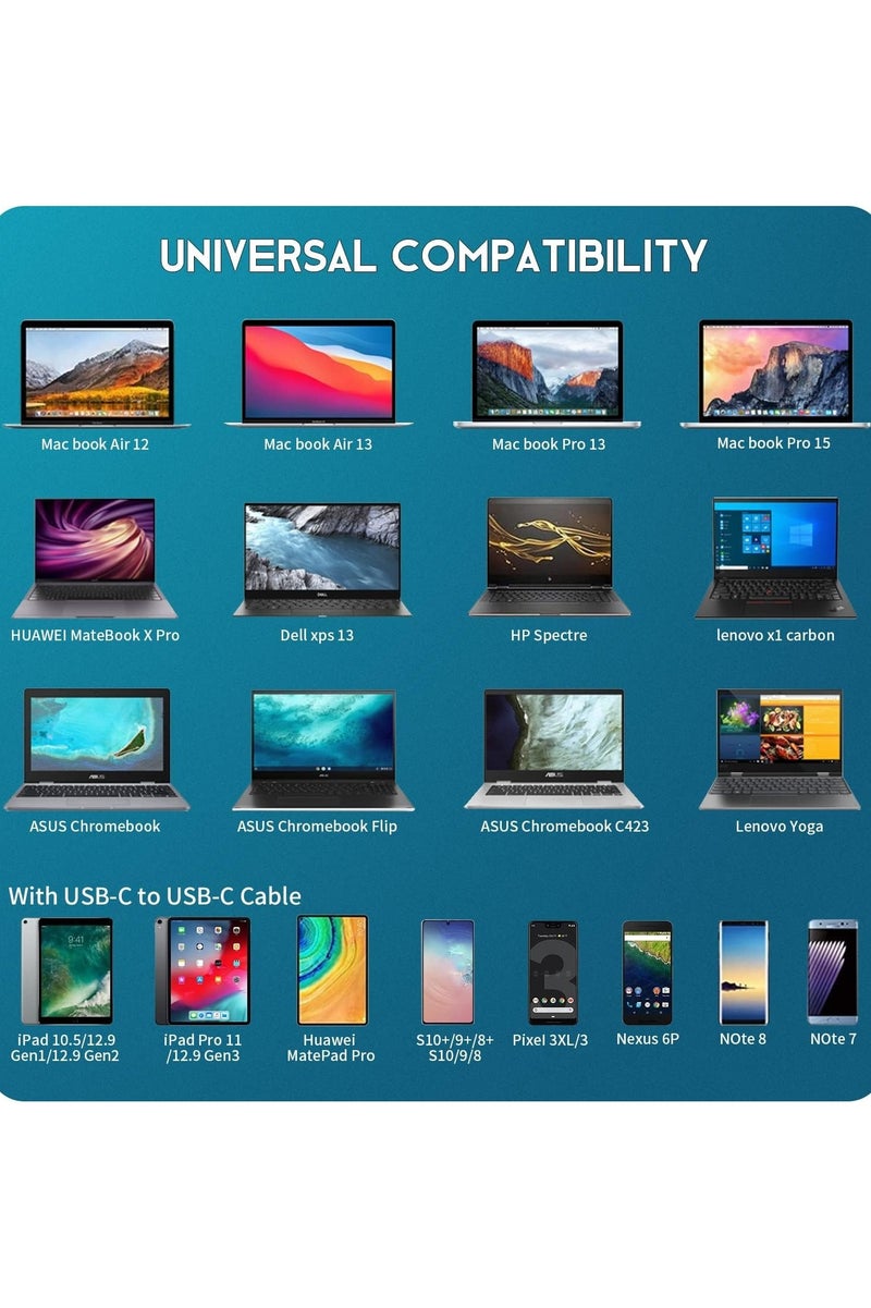 شاحن لابتوب USB-C بقوة 65 واط لأجهزة Lenovo ThinkPad X1، T14، T15، T480، T480s، T490، T490s، T580، X13، X280، X380، E14، E15، E480، E490، وأجهزة Lenovo Yoga 720، 910، وChromebook C330، S330، 100e، 300e وغيرها من الأجهزة المزودة بمنفذ Type-C. - Image 4