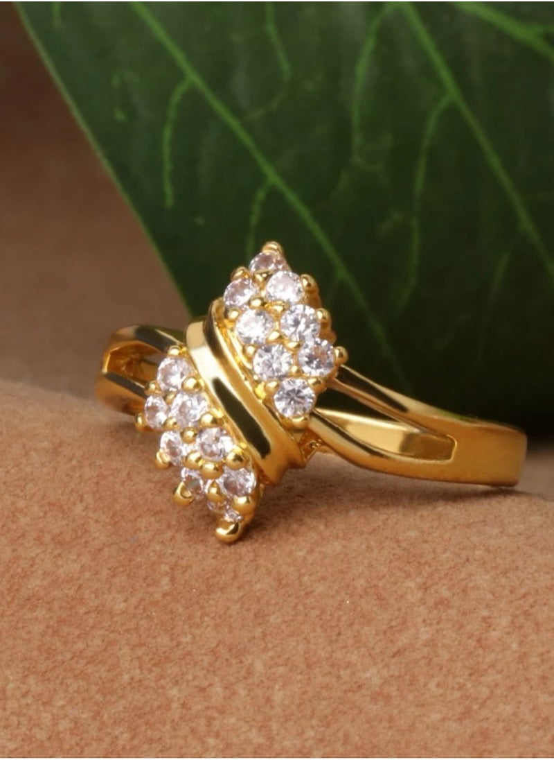 Elegance - Trendy Gold Played Ring For Women Size 6 - Image 1