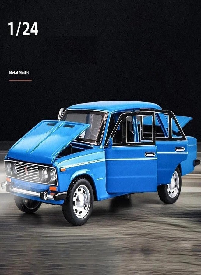 FEXXA 1:24 Scale Lada 2106 Die-Cast Metal Toy Model Car for Kids - Pull Back Mechanism, Birthday Gift for 3+ Year Old Boys, Black (BLUE1) - Image 2