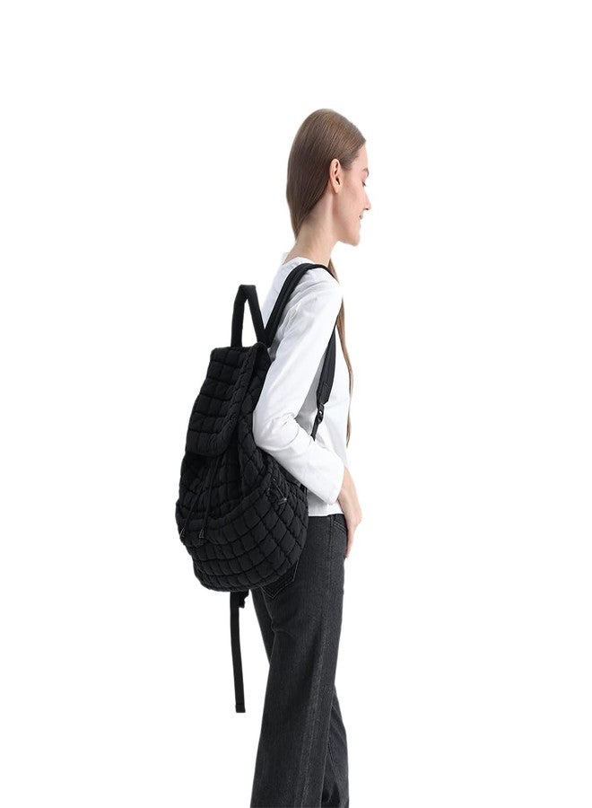 VAKAER Puffer Backpack for Women Lightweight Quilted Hiker Pack with Drawstring Padding Backpacks for Travel Gym (Black) - Image 5