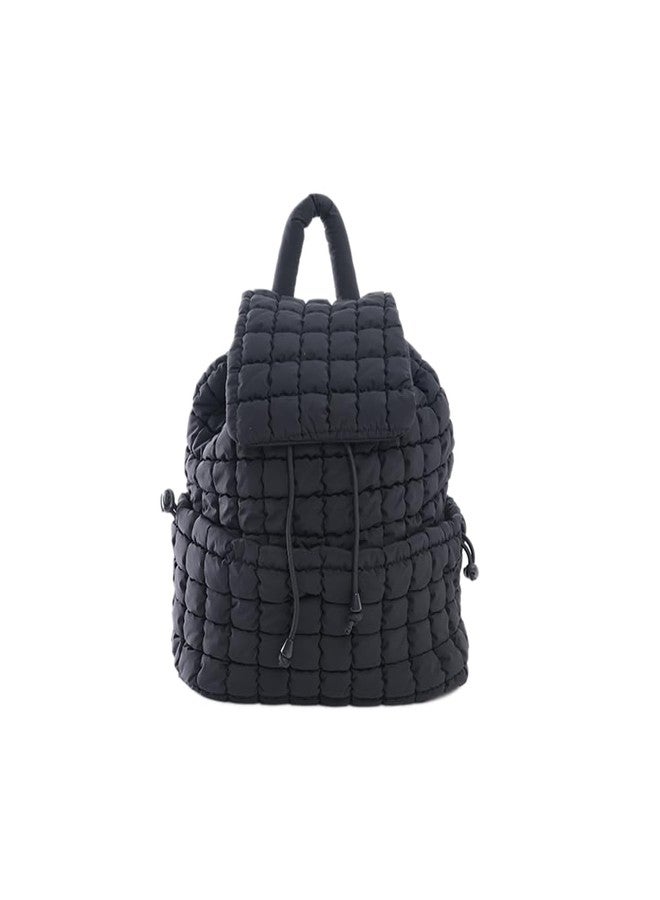 VAKAER Puffer Backpack for Women Lightweight Quilted Hiker Pack with Drawstring Padding Backpacks for Travel Gym (Black) - Image 1