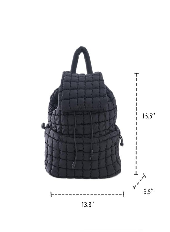 VAKAER Puffer Backpack for Women Lightweight Quilted Hiker Pack with Drawstring Padding Backpacks for Travel Gym (Black) - Image 2