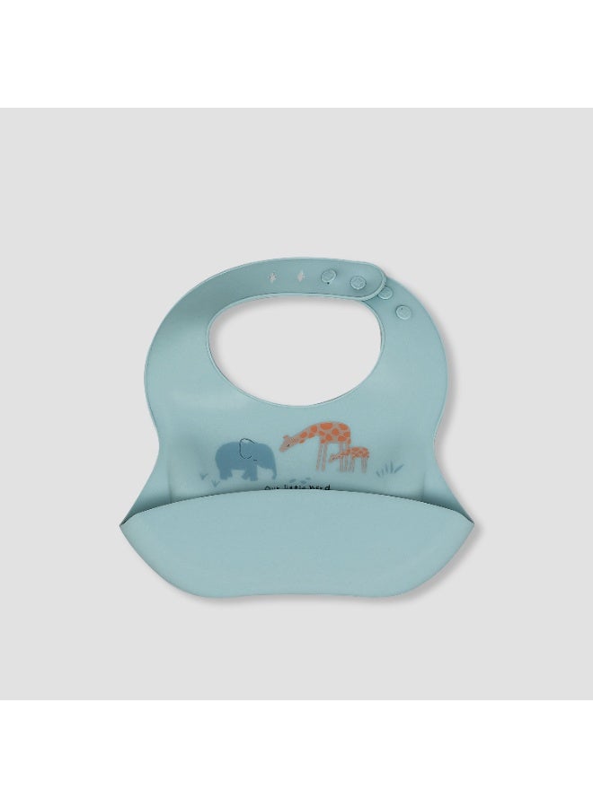 Ezycare Silicone Cartoon Light blue Printing Baby Bib – Waterproof, Soft & Easy-Clean Feeding Bib - Image 1