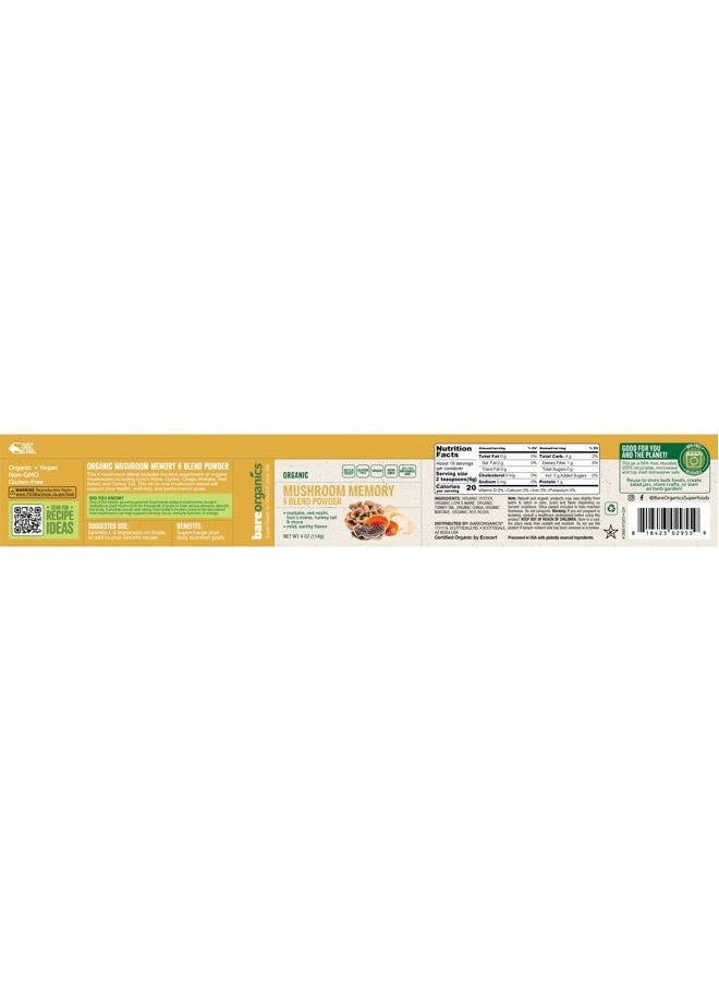 BareOrganics مسحوق مزيج الفطر المناعي، 4 أونصات - Image 2