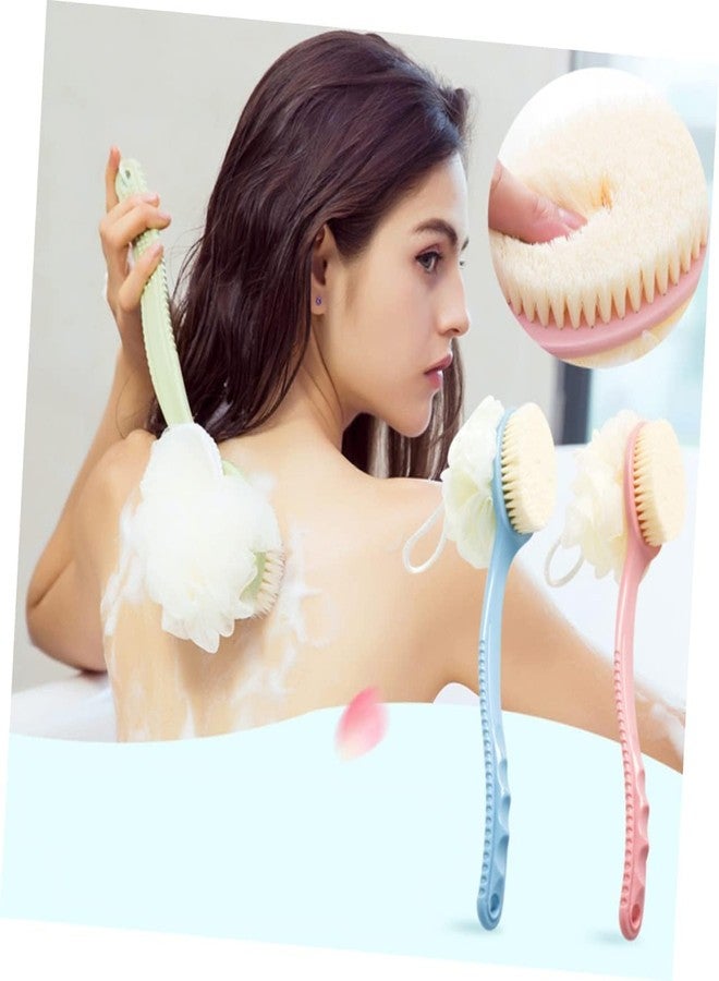 LIVESRD Long Handle Body Bath Shower Brush Loofah Sponge with Double Layer Soft & Strength Bristles suitable for Back Scrub and Skin Exfoliating - Image 3