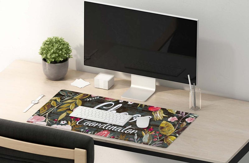 SSOIU Chaos Coordinator Motivational Quote Mouse pad 35.5 X 15.7 Inch XXL Floral Full Desk Mousepad Extended Large Non-Slip Rubber Base Waterproof Big Keyboard Mat with Stitched Edges for Gaming and Office - Image 5