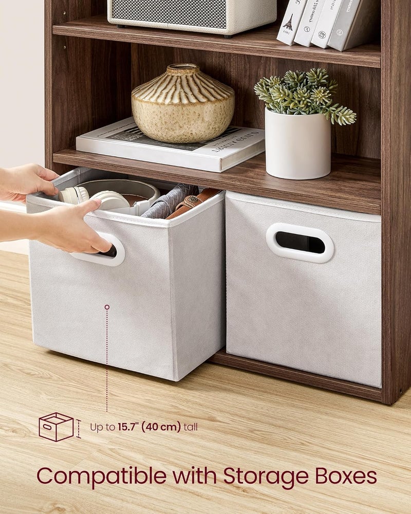 VASAGLE Custos Collection - Bookshelf, 5-Tier Bookcase, Book Shelf, Open Storage Shelf, 9.6 x 23.6 x 52.8 Inches, for Living Room, Home Office, Dinning Room, Natural Walnut - Image 5