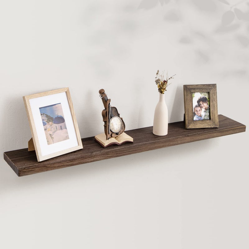 Axeman Axeman Floating Shelves for Wall Rustic Elm Wood 48 x 8 Deep Wall Shelf with Invisible Bracket Large Long Wall Mounted Storage Shelves for Living Room Bedroom Kitchen Bathroom Decor Walnut